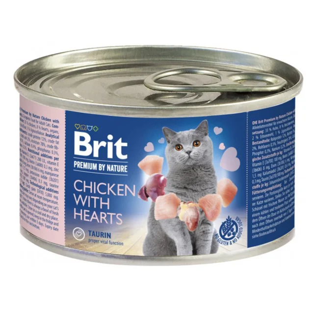 Консерва Brit Premium by Nature Cat, для кішок, курка з сердечками, 200 г