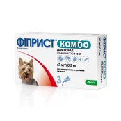 Краплі KRKA Фіпріст комбо від бліх і кліщів для собак вагою 2-10 кг, 0.67 мл×3 піпетки