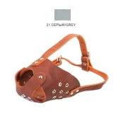 Намордник Cristel для собак, кожаный, "питбультерьер-1", серый
