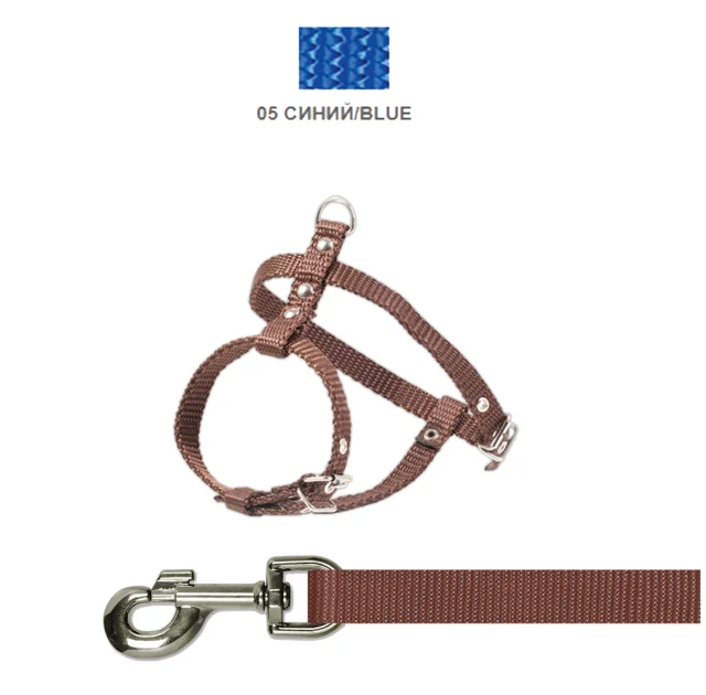 Шлейка з повідцем Cristel для собак, нейлон, 10 мм/26-38 см/26-38 см, синій