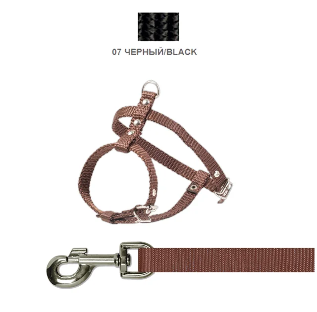 Шлейка с поводком Cristel для собак, нейлон, 10 мм / 26-38 см / 26-38 см, чёрный