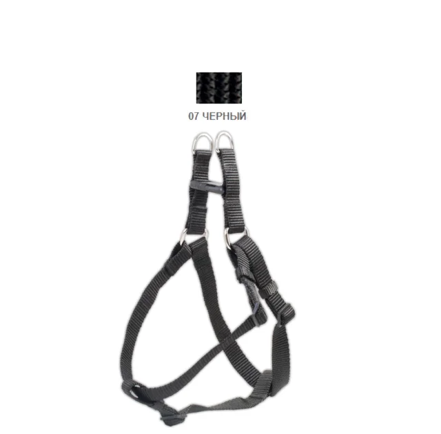 Шлейка Cristel для собак, 20 мм / 48-68 см / 48-68 см, нейлон с пластиковыми пряжками, прошитая, чёрная
