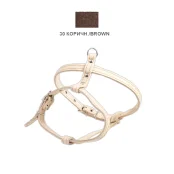 Шлейка Cristel для собак, кожа зенит, "пикинеса", 14 мм / 30-40 см / 38-48 см, коричневый