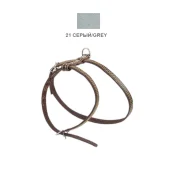 Шлейка Cristel для собак, кожаная, прошитая, 10 мм / 29-35 см / 37-47 см, серый