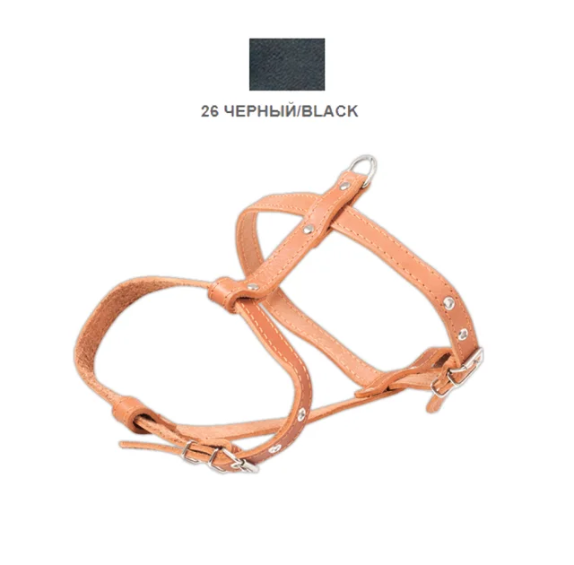 Шлейка Cristel для собак, кожаная, прошитая, 18 мм / 40-50 см / 50-60 см, чёрный