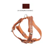 Шлейка Cristel для собак, кожаная, прошитая, с нагрудником, 30 мм / 54-70 см / 64-76 см, коньяк