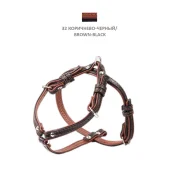 Шлейка Cristel для собак, четырёхслойная, кожа, 15мм / 34-44см / 42-52см, коричнево-чёрная