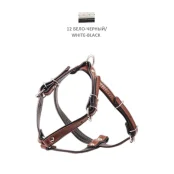 Шлейка Cristel для собак, четырёхслойная, кожа, 20мм / 32-48см / 46-56см, бело-чёрная