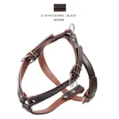 Шлейка Cristel для собак, четырёхслойная, кожа, 25мм / 40-56см / 56-65см, черно-коричневая