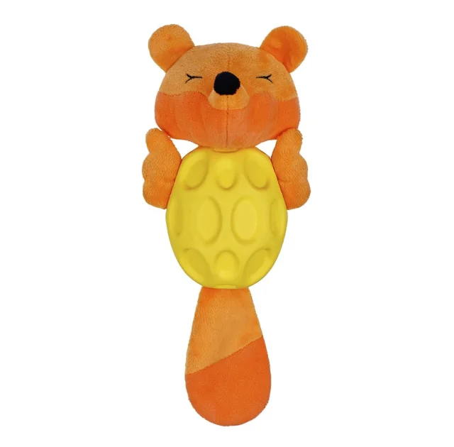 Игрушка BronzeDog Jumble мягкая звуковая лиса, для собак, с ароматом ванили, оранжевый, 27×8 см
