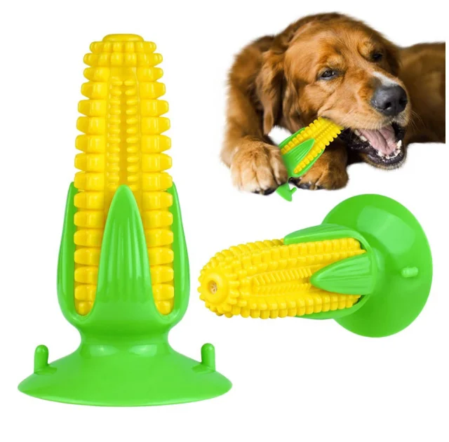 Игрушка BronzeDog PetFun кукуруза, для собак, на присоске, с пищалкой, 16×9 см