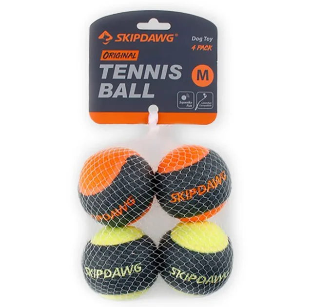Набір м'ячів для собак BronzeDog Skipdawg tennis ball, з пищалки, 4 штуки по 6.4 см