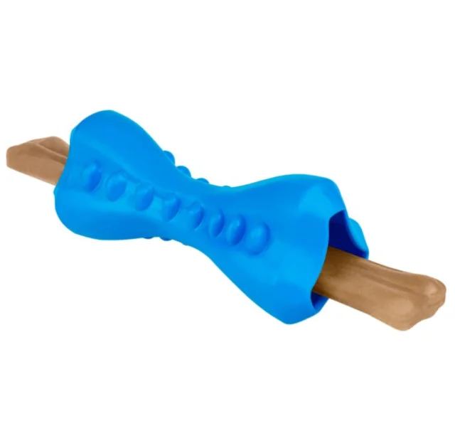 Іграшка-кістка для собак BronzeDog Smart, мотиваційна, синій, 12×5 см