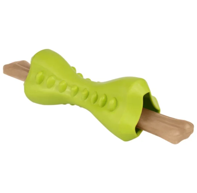 Игрушка-кость для собак BronzeDog Smart, мотивационная, зелёный, 12×5 см