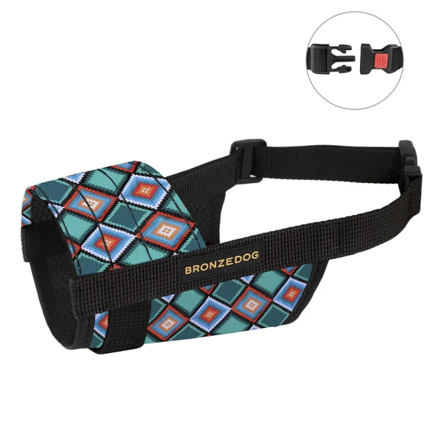 Намордник BronzeDog, для собак, нейлоновий, регульований, принт ромби, 16-19 см