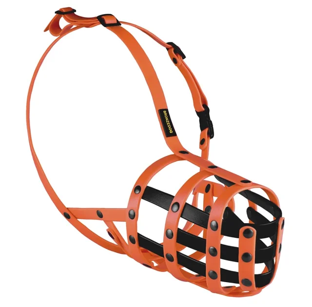 Намордник BronzeDog, для собак, водоотталкивающий, биотановый, оранжево-чёрный, 32 см