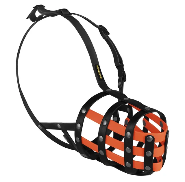 Намордник BronzeDog, для собак, водоотталкивающий, биотановый, чёрно-оранжевый, 32 см