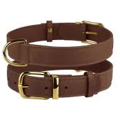 Нашийник BronzeDog Crazy, для собак, шкіряний, коньяк, 27-36×1.5 см