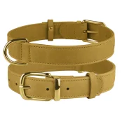 Нашийник BronzeDog Crazy, для собак, шкіряний, гірчичний, 30-39×2 см