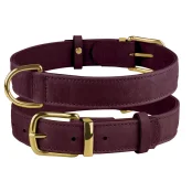 Нашийник BronzeDog Crazy, для собак, шкіряний, бордовий, 38-49×2.5 см