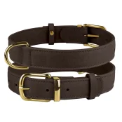 Нашийник BronzeDog Crazy, для собак, шкіряний, темно-коричневий, 38-49×2.5 см