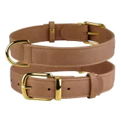 Нашийник BronzeDog Crazy, для собак, шкіряний, світло-коричневий, 46-60×3 см