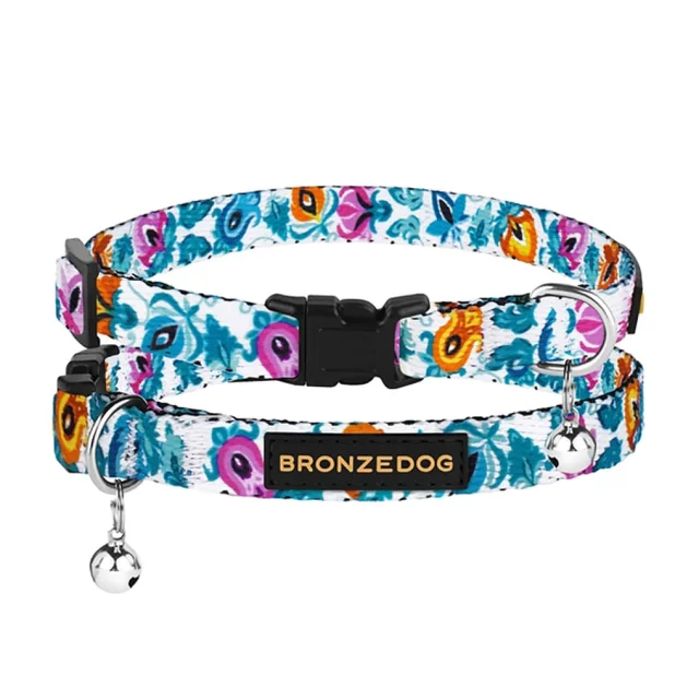 Нашийник BronzeDog Urban Folk, для котів, нейлоновий, дзвіночок, фастекс пластиковий, білий, 18-28×1 см