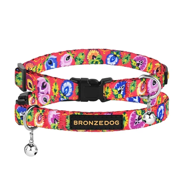 Нашийник BronzeDog Urban Folk, для котів, нейлоновий, дзвіночок, фастекс пластиковий, кораловий, 18-28×1 см