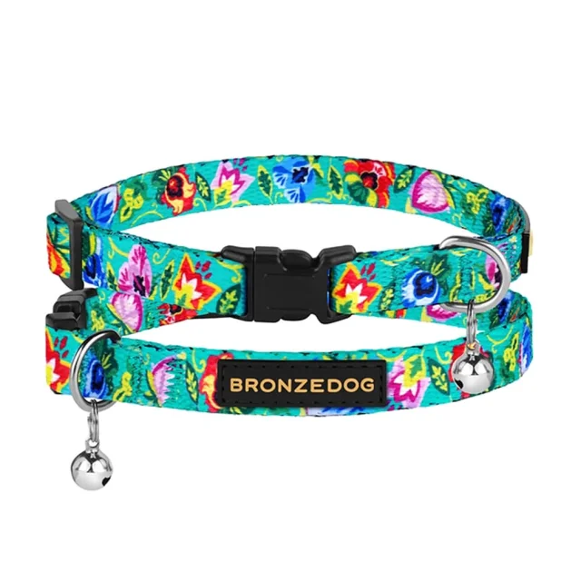 Нашийник BronzeDog Urban Folk, для котів, нейлоновий, дзвіночок, фастекс пластиковий, ментоловий, 18-28×1 см