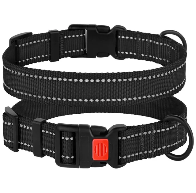 Нашийник BronzeDog Active, для собак, нейлоновий, фастекс пластик, чорний, 43-66×2.5 см
