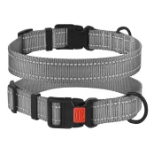 Нашийник BronzeDog Active, для собак, нейлоновий, фастекс пластик, сірий, 43-66×2.5 см