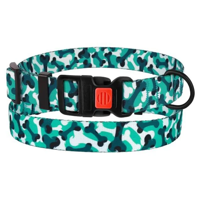 Нашийник BronzeDog Urban Camo, для собак, нейлоновий, фастекс пластиковий, бірюзовий, 35-53×2.5 см