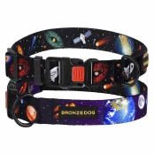 Нашийник BronzeDog Urban Cosmos, для собак, нейлоновий, фастекс пластиковий, чорний, 25-33×1.6 см