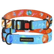 Нашийник BronzeDog Urban Cosmos, для собак, нейлоновий, фастекс пластиковий, блакитний, 43-66×2.5 см