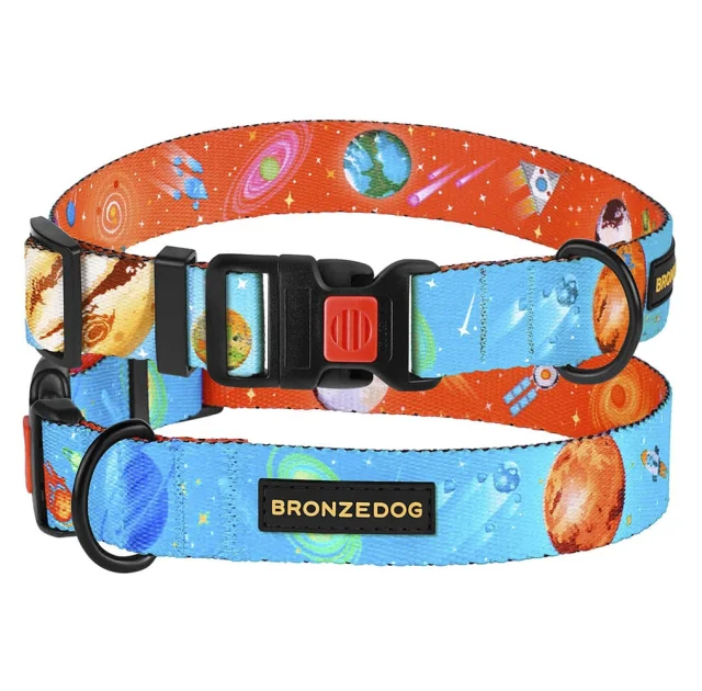 Нашийник BronzeDog Urban Cosmos, для собак, нейлоновий, фастекс пластиковий, блакитний, 30-40×2 см