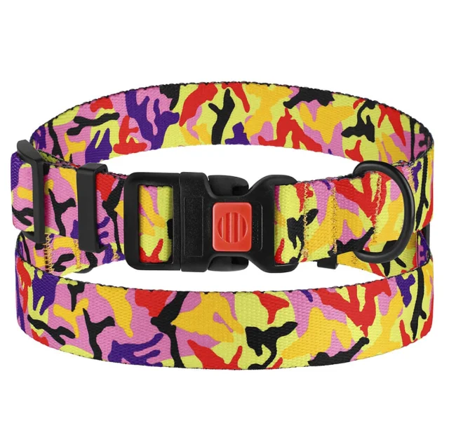Нашийник BronzeDog Urban Camo, для собак, нейлоновий, фастекс пластиковий, помаранчевий, 30-40×2 см