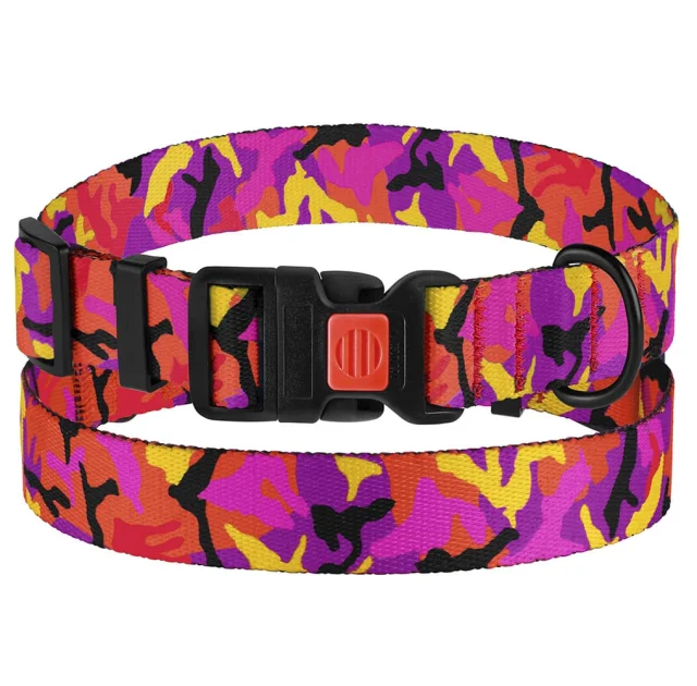 Нашийник BronzeDog Urban Camo, для собак, нейлоновий, фастекс пластиковий, рожевий, 30-40×2 см
