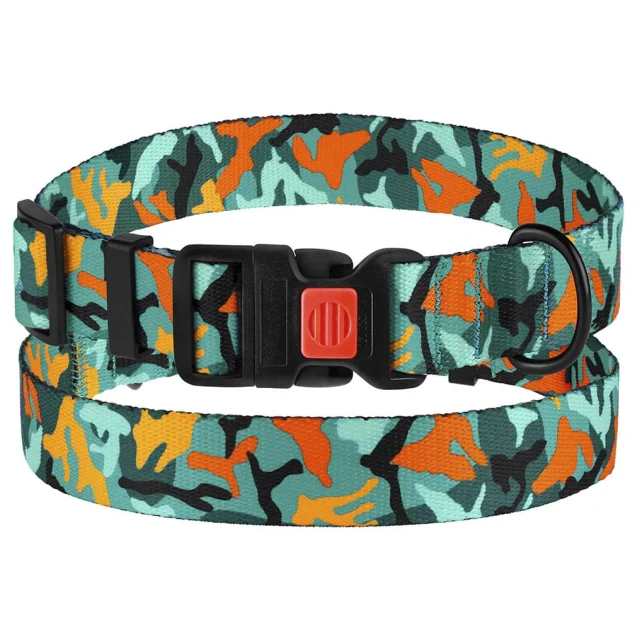 Нашийник BronzeDog Urban Camo, для собак, нейлоновий, фастекс пластиковий, зелений, 43-66×2.5 см