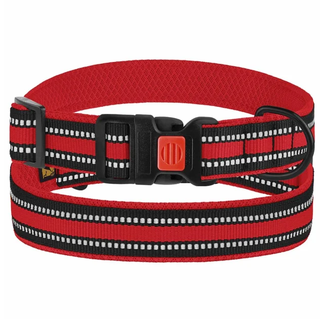 Нашийник BronzeDog Urban Mesh, для собак, нейлон і 3-D сітка, фастекс пластик, червоний, 35-45×2.5 см