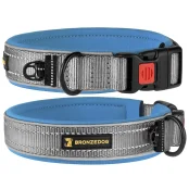 Нашийник BronzeDog Sport, для собак, неопрен, фастекс пластик, сіро-блакитний, 43-51×2.5 см
