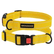 Нашийник BronzeDog Cotton, для собак, брезент, світловідбиваючий, фастекс пластик, жовтий, 25-33×1.6 см