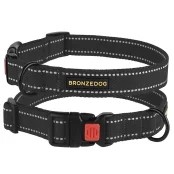 Нашийник BronzeDog Cotton, для собак, брезент, світловідбиваючий, фастекс пластик, графіт, 25-33×1.6 см