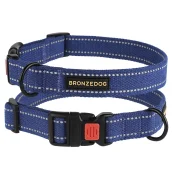 Нашийник BronzeDog Cotton, для собак, брезент, світловідбиваючий, фастекс пластик, синій, 25-33×1.6 см