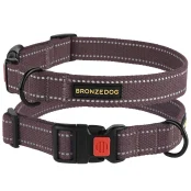 Нашийник BronzeDog Cotton, для собак, брезент, світловідбиваючий, фастекс пластик, черрі, 25-33×1.6 см