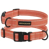 Нашийник BronzeDog Cotton, для собак, брезент, світловідбиваючий, фастекс пластик, помаранчевий, 43-66×2.5 см