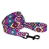 Повідець BronzeDog Tribal для собак, нейлон, принт гуцульський, фіолетовий, 152×2.5 см