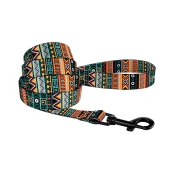 Повідець BronzeDog Tribal для собак, нейлон, принт етнічний, ментоловий, 152×1.6 см