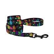 Повідець BronzeDog Tribal для собак, нейлон, принт квіти, чорний, 152×2.5 см