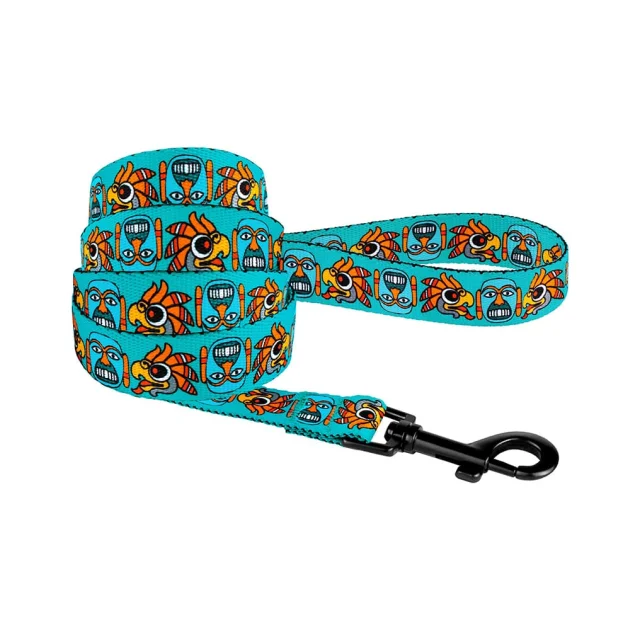 Повідець BronzeDog Tribal для собак, нейлон, принт маска, ментоловий, 152×2 см