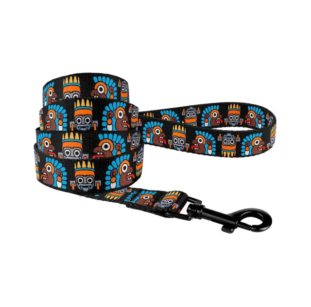 Повідець BronzeDog Tribal для собак, нейлон, принт маска, чорний, 152×2 см